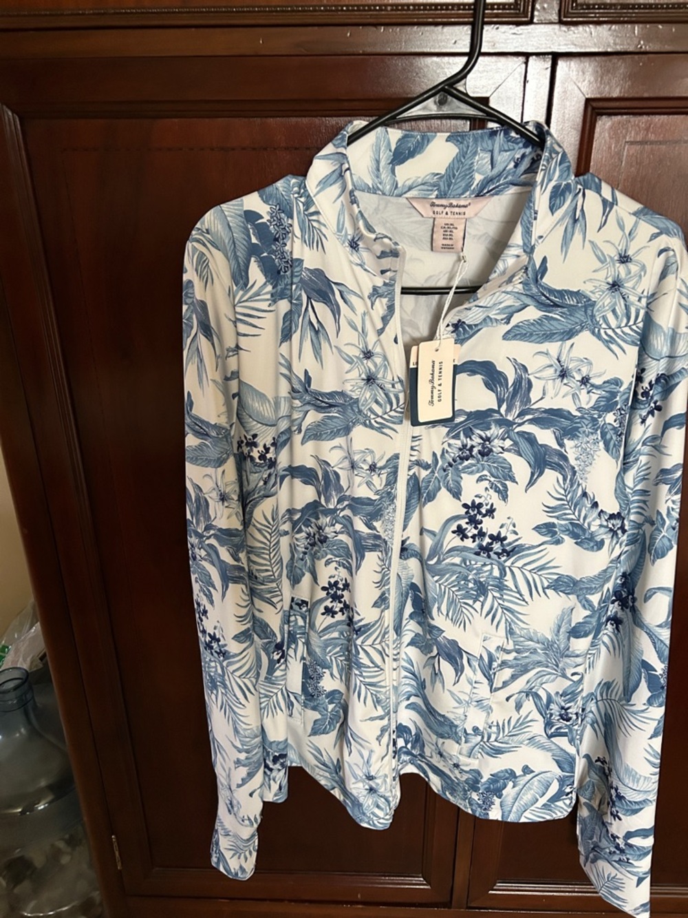 Tommy Bahama White & Blue Tropical Print Lightweight Jacket